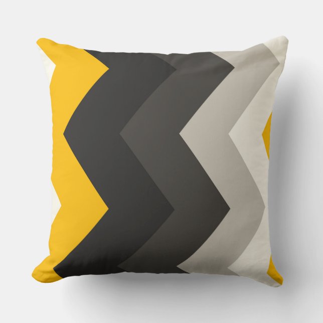 Yellow and Gray chevron Pattern  Throw Pillow (Front)