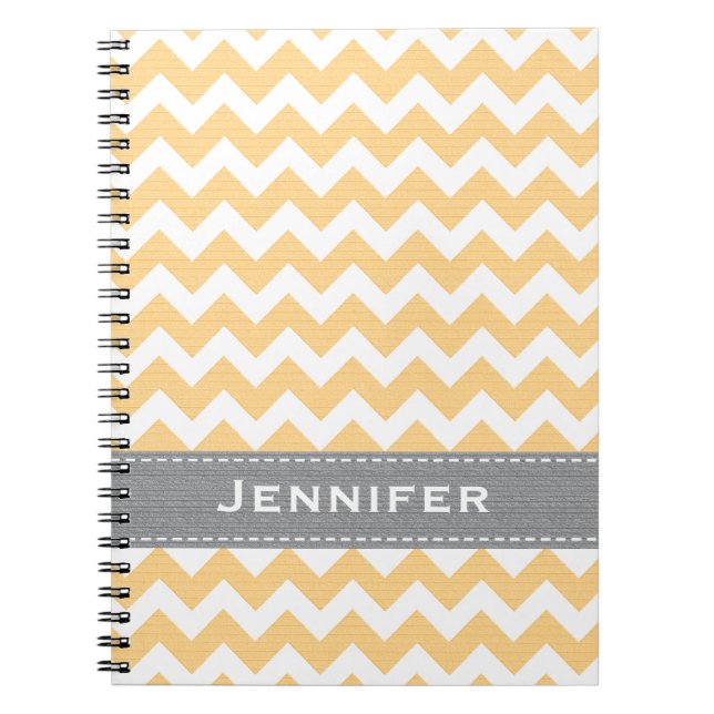 Yellow and Gray Chevron Spiral Notebook Journal (Front)