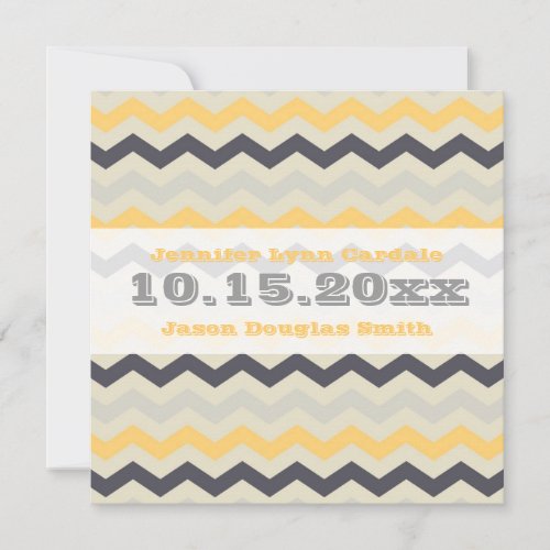 Yellow and Gray Chevron Stripe Wedding Invitations
