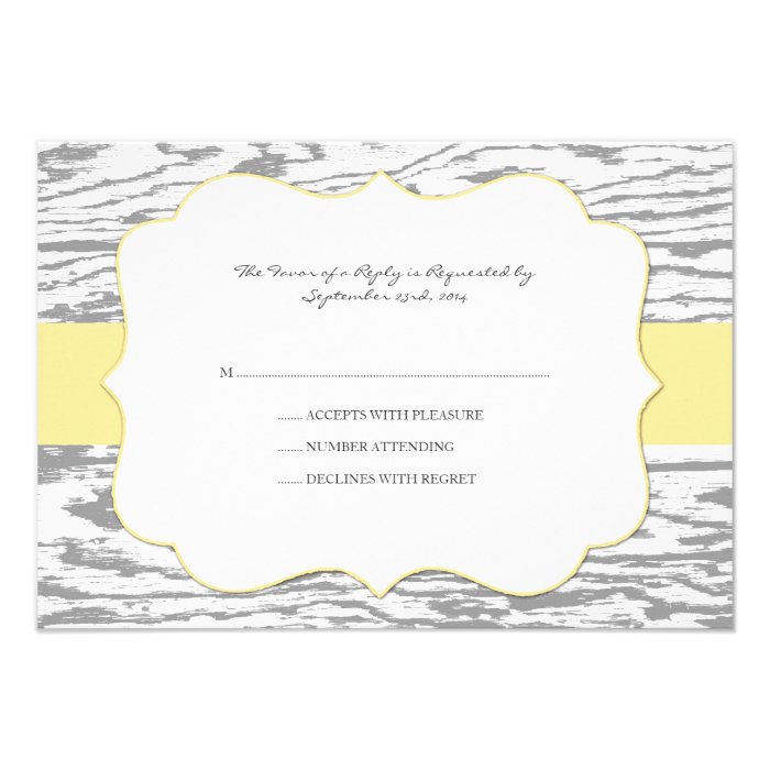 Yellow and Gray Chic Wood Grain Wedding Invitation