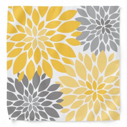 Yellow and Gray Chrysanthemums Floral Pattern Bandana