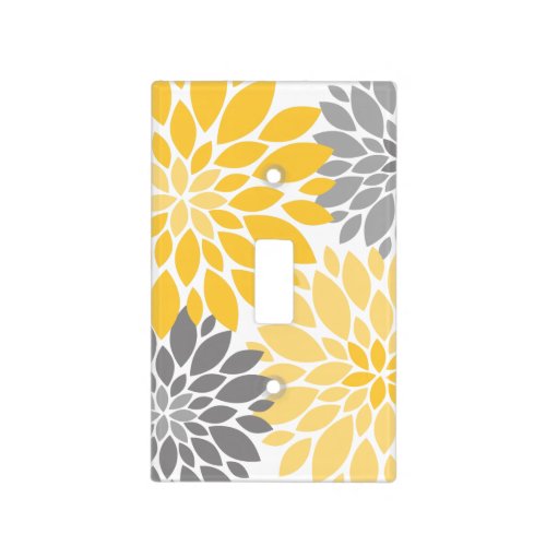 Yellow and Gray Chrysanthemums Floral Pattern Light Switch Cover