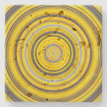 [ Thumbnail: Yellow and Gray Circular Pattern Coaster ]