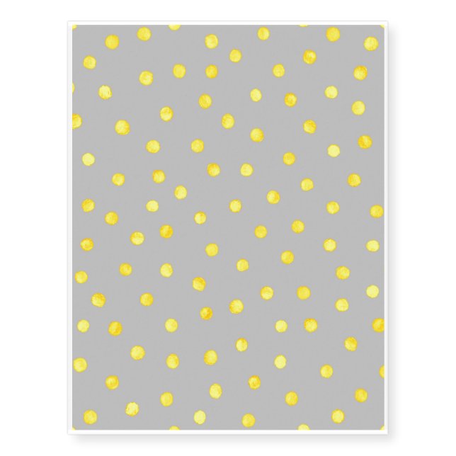 Yellow And Gray Confetti Dots Temporary Tattoos (Front)
