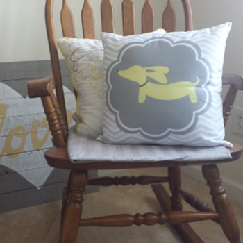 Yellow And Gray Dachshund Home Decor Pillow by Smoothe1 at Zazzle
