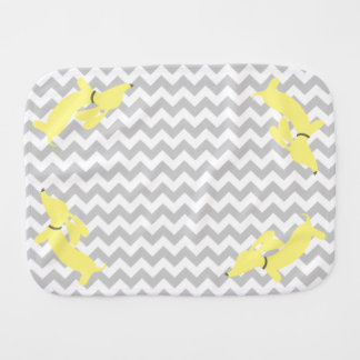 Yellow and Gray Dachshund Newborn Burp Cloth