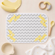 Yellow and Gray Dachshund Newborn Burp Cloth