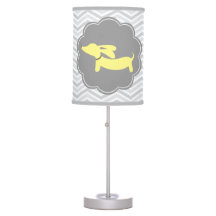 Yellow and Gray Dachshund Nursery Home Office Lamp