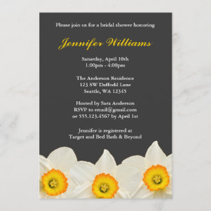 Yellow and Gray Daffodil Flower Bridal Shower Invitation