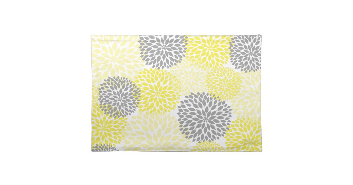 Yellow and Gray Dahlias Mums placemat Zazzle