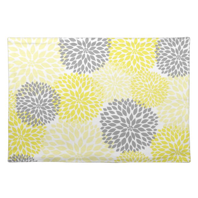 Yellow and Gray Dahlias Mums placemat (Front)