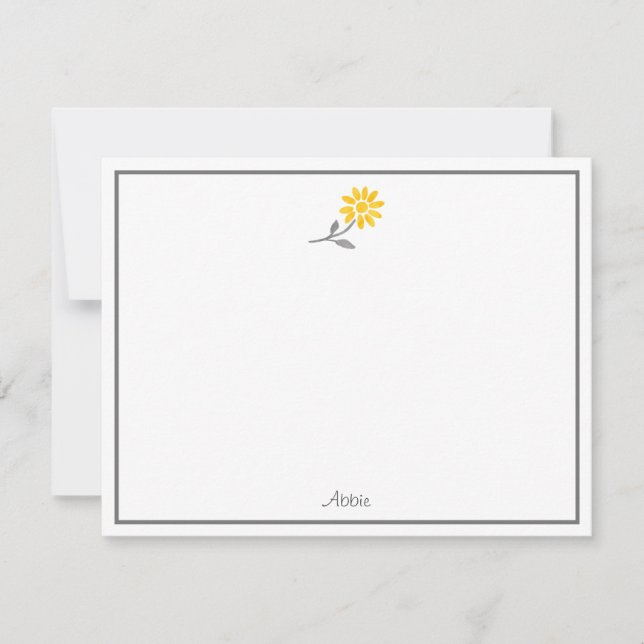 Yellow and Gray Daisy Note Card (Front)
