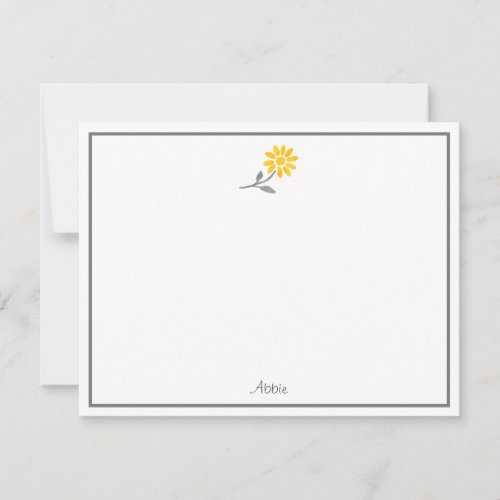 Yellow and Gray Daisy Note Card