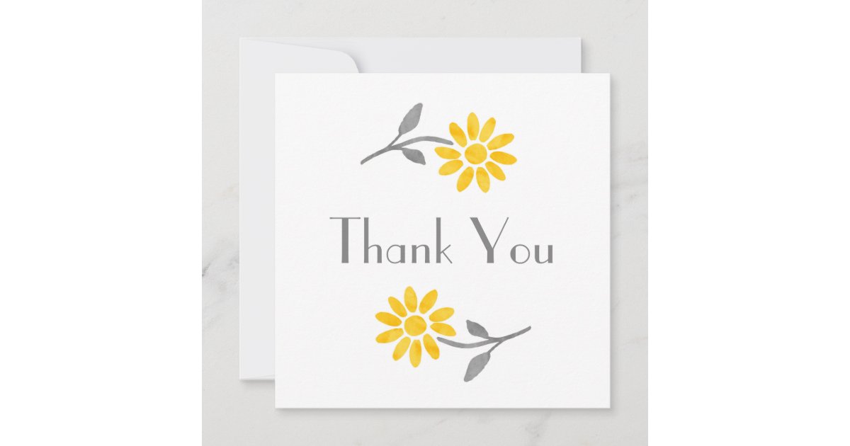 Yellow and Gray Daisy Thank You Card | Zazzle