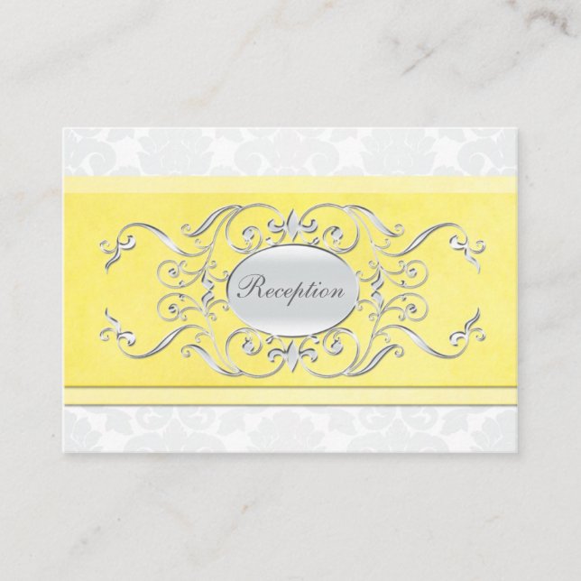 Yellow and Gray Damask Enclosure Card (Front)
