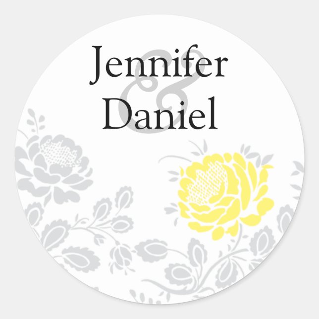 Yellow and Gray Damask Envelope Seal (Front)