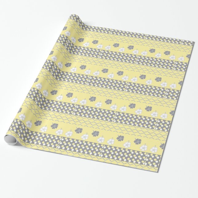 Yellow and Gray Design Wrapping Paper (Unrolled)