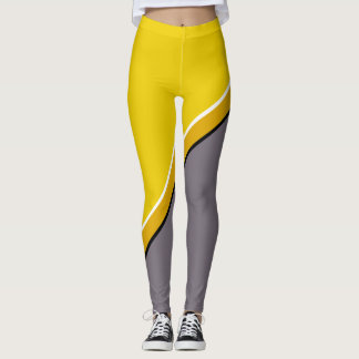 Yellow and Gray Diagonal Leggings