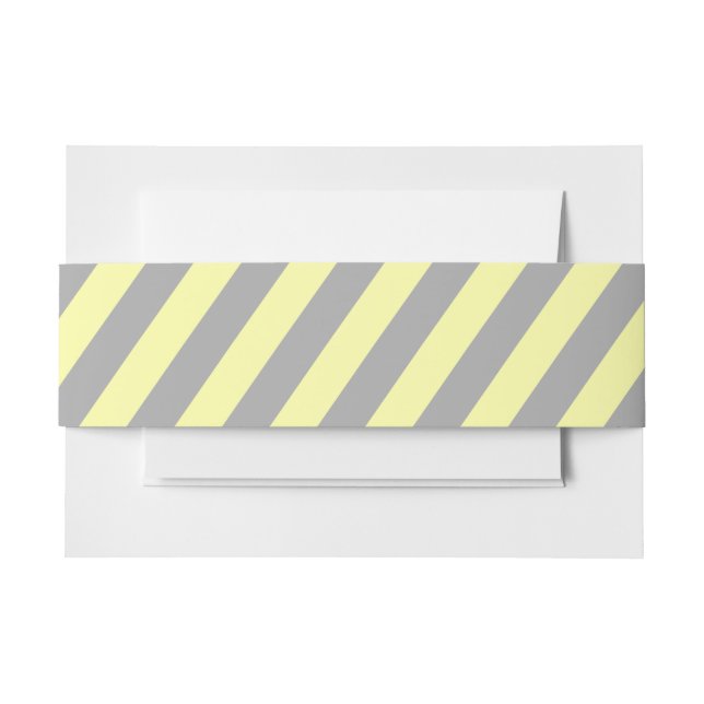 Yellow and Gray Diagonal Stripes Invitation Belly Band (Front Example)