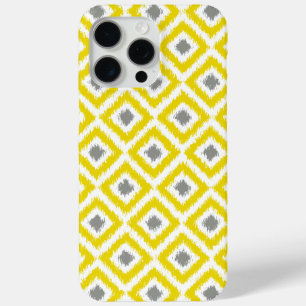 Yellow and Gray Diamond Ikat Pattern iPhone 15 Pro Max Case