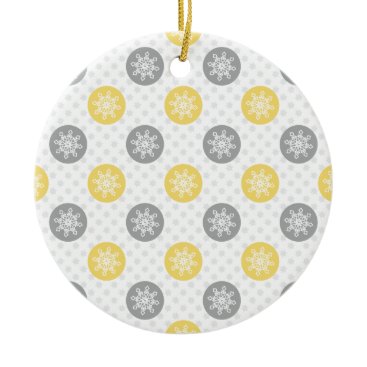 yellow and gray Doodle Holiday Icons Ceramic Ornament