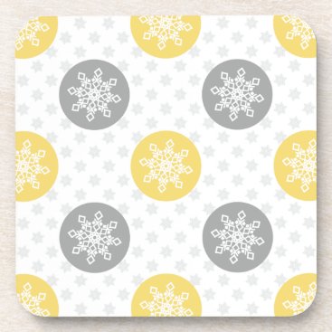 yellow and gray Doodle Holiday Icons Coaster