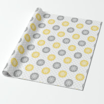 yellow and gray Doodle Holiday Icons Wrapping Paper