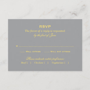 Yellow and Gray Eat Drink Be Married RSVP Card