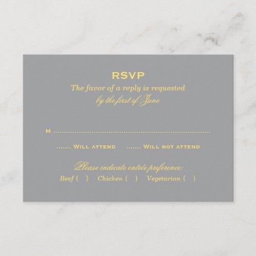 Wedding RSVP Card | Yellow and Gray