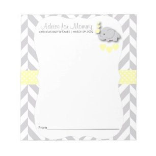 Yellow and Gray Elephant Baby Shower 2 - Advice Notepad
