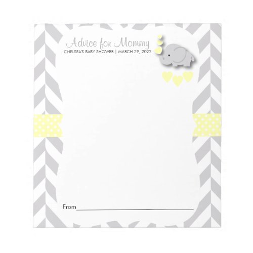 Yellow and Gray Elephant Baby Shower 2 _ Advice Notepad