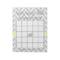 Yellow and Gray Elephant Baby Shower Bingo Game Notepad