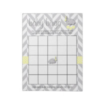 Yellow and Gray Elephant Baby Shower Bingo Game Notepad