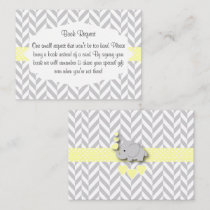 Yellow and Gray Elephant Baby Shower Book Request Enclosure Card