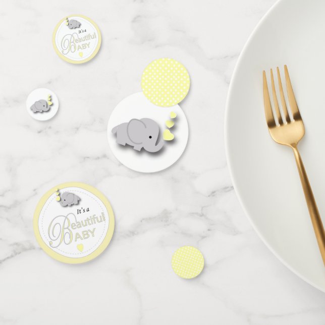 Yellow and Gray Elephant | Baby Shower Confetti (Group)