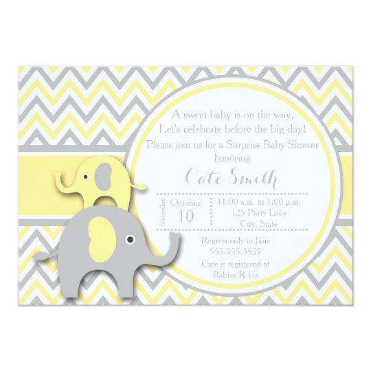 Yellow Grey Baby Shower Invitations 1