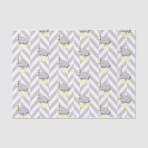 Yellow and Gray Elephant Baby Shower Tissue Paper