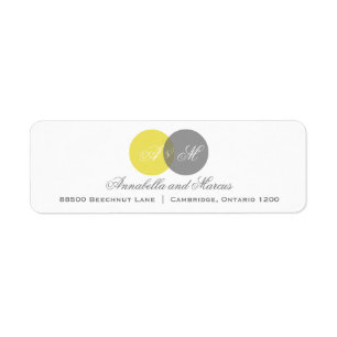 Yellow and Gray Entwined Monograms Address Label