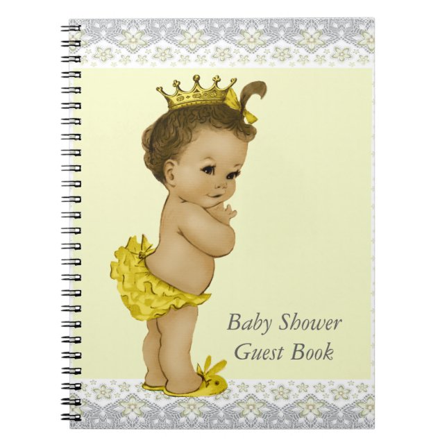 Yellow and Gray Ethnic Baby Shower Guest Book (Front)