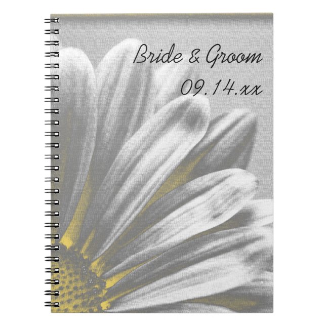 Yellow and Gray Floral Highlights Wedding Notebook (Front)