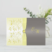 Yellow and Gray Floral Monogrammed Invitation (Standing Front)
