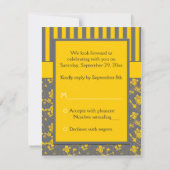 Yellow and Gray Floral Striped RSVP Card (Back)