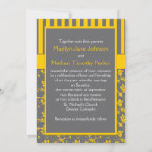 Yellow and Gray Floral Striped Wedding Invitation (Back)