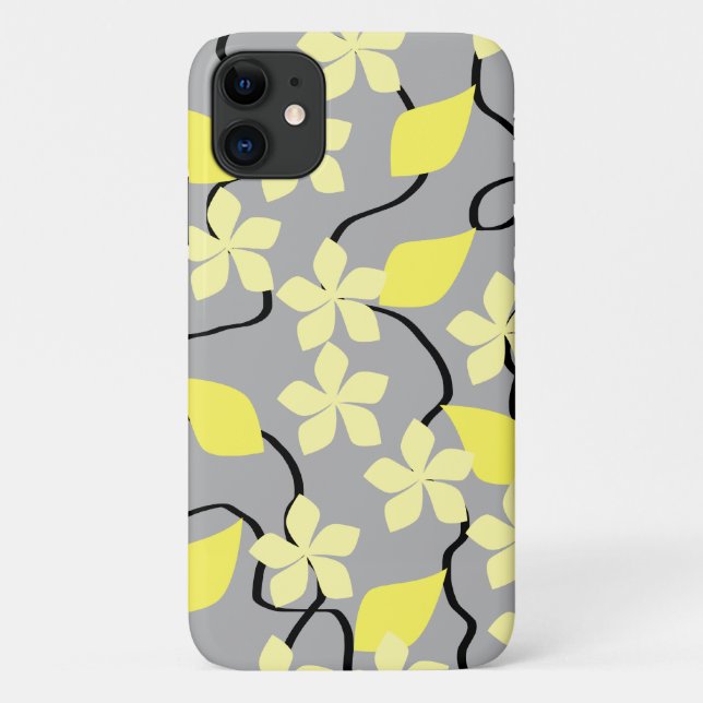 Yellow and Gray Flowers. Floral Pattern. Case-Mate iPhone Case (Back)
