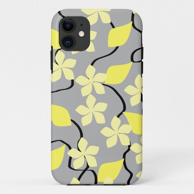 Yellow and Gray Flowers. Floral Pattern. Case-Mate iPhone Case (Back)