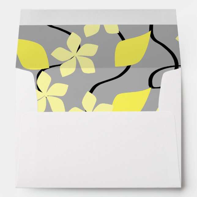 Yellow and Gray Flowers. Floral Pattern. Envelope (Back (Bottom))