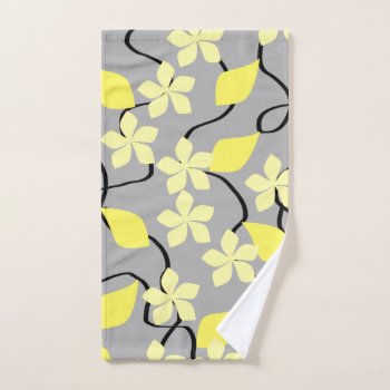 Yellow And Gray Flowers. Floral Pattern. Hand Towel by Graphics_By_Metarla at Zazzle