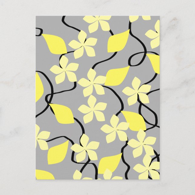 Yellow and Gray Flowers. Floral Pattern. Postcard (Front)