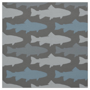 Yellow and Gray Fun Trout Fish Pattern Fabric
