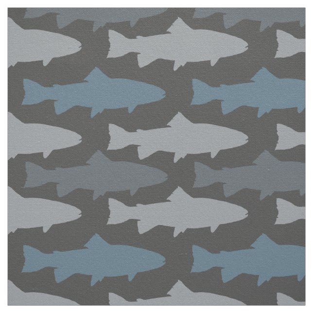 Yellow and Gray Fun Trout Fish Pattern Fabric (Swatch)